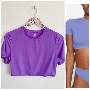 SKIMS Fits Everybody Super Cropped Purple Tee Shirt Womens 2X MYKONOS